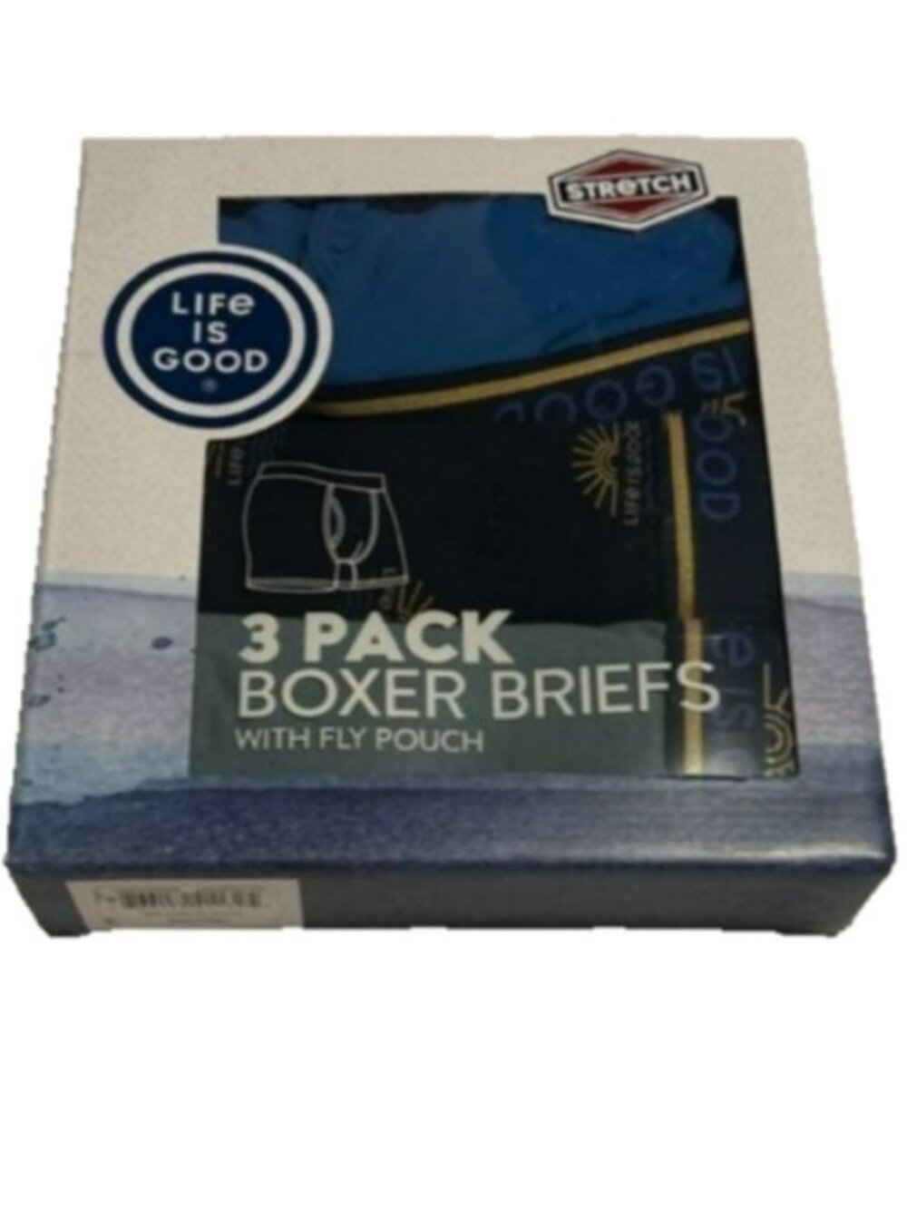 Life Is Good Men’s 3 Pack Cotton Stretch Boxer Briefs With Fly Pouch Size Small